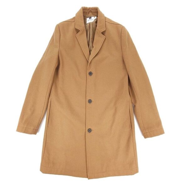 NEW Topman Wool Oversized Button Down Coat Old Money Felted Brown Minimal Large - Picture 1 of 10